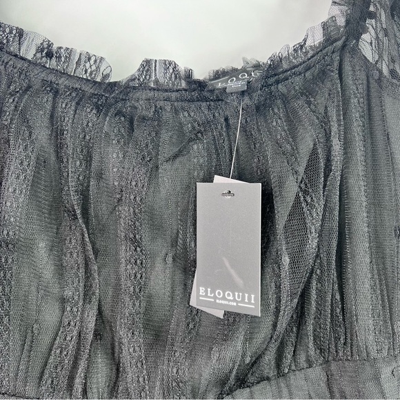 Eloquii Mixed Tulle Mini Dress Color Black Size 14 - Picture 10 of 14